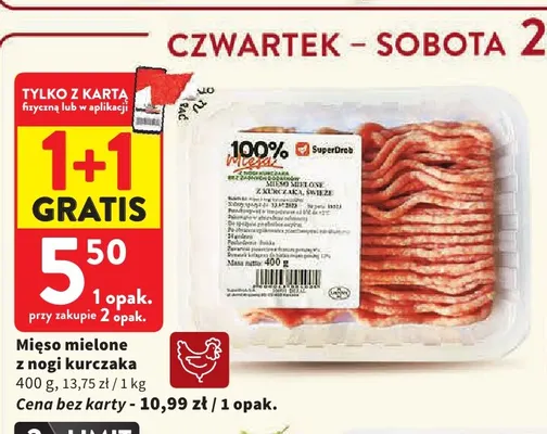 Mięso mielone z nogi kurczaka SuperDrob promocja w Intermarche