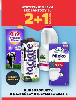 Mleko Wydojone bez laktozy 1,5% promocja w Netto