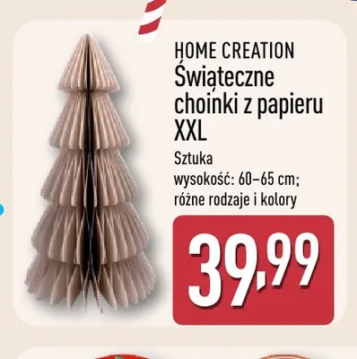 Świąteczne choinki z papieru Xxl Home Creation promocja w Aldi