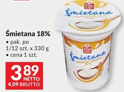 Śmietana Fine Life 18% promocja w Makro