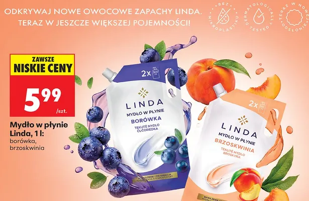 Mydło w płynie brzoskwinia 1 l promocja w Biedronka