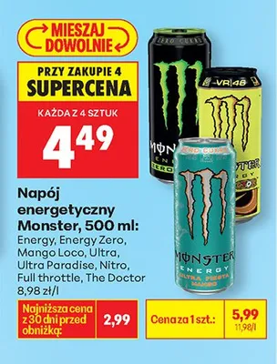 Napój energetyczny, różne rodzaje promocja w Biedronka