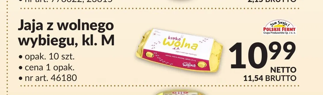 Jaja z wolnego wybiegu kl. M Polskie Fermy promocja w Makro