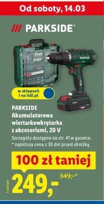 Akumulatorowa wiertarkowkrętarka z akcesoriami, 20 V promocja w Lidl