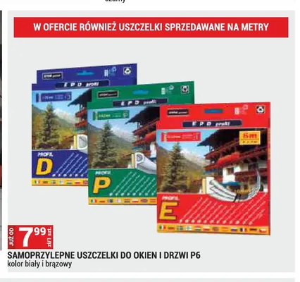 Samoprzylepne uszczelki do okien i drzwi P6 promocja w Merkury Market