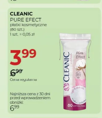 Płatki kosmetyczne Cleanic Pure Efect promocja w Drogerie Jawa