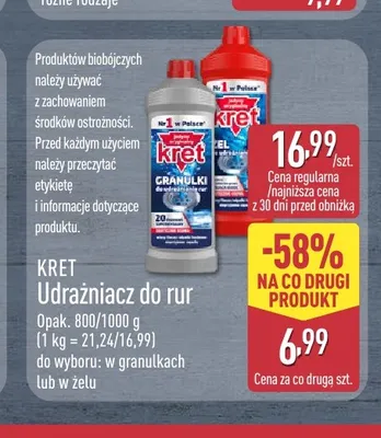 Udrażniacz do rur w granulkach Kret promocja w Aldi