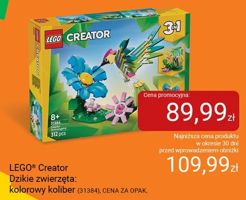Klocki LEGO Creator Dzikie zwierzęta: kolorowy koliber 31384 promocja w Smyk