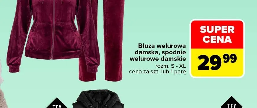 Bluza welurowa damska TEX promocja w Carrefour