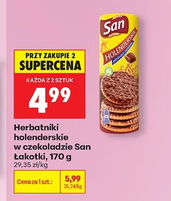 Herbatniki holenderskie w czekoladzie San Łakotki promocja w Biedronka