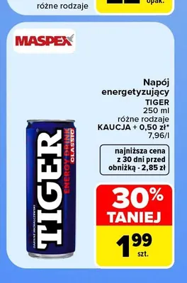 Napój energetyzujący Tiger promocja w Carrefour
