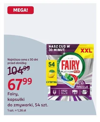 Kapsułki do zmywarki Fairy Platinum Plus promocja w Rossmann