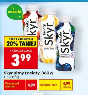 Skyr pitny Łaciaty waniliowy promocja w Biedronka