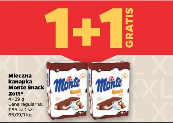 Mleczna kanapka Monte Snack (różne rodzaje) promocja w Netto