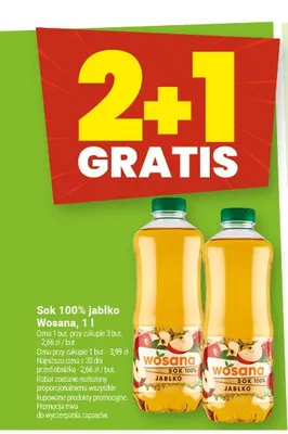 Sok 100% jabłko Wosana promocja w Twój Market
