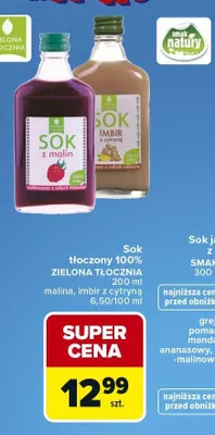 Sok tłoczony 100% Zielona Tłocznia promocja w Carrefour