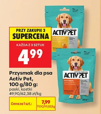 Przysmak dla psa Activ Pet paski mięsne promocja w Biedronka