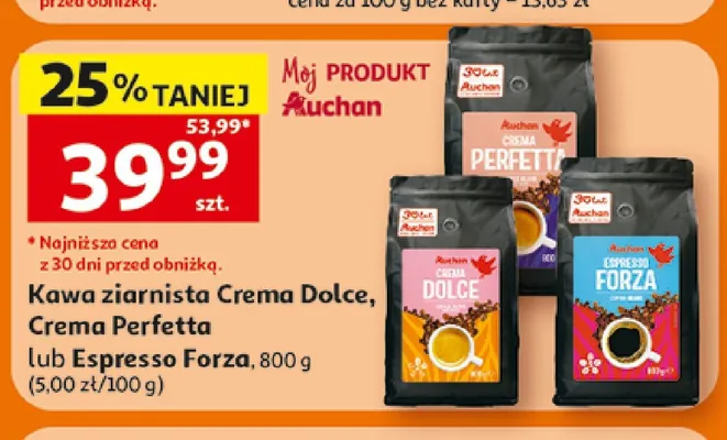 Kawa ziarnista Crema Dolce Auchan promocja w Auchan