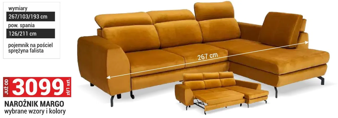 Narożnik Margo wybrane wzory i kolory promocja w Merkury Market