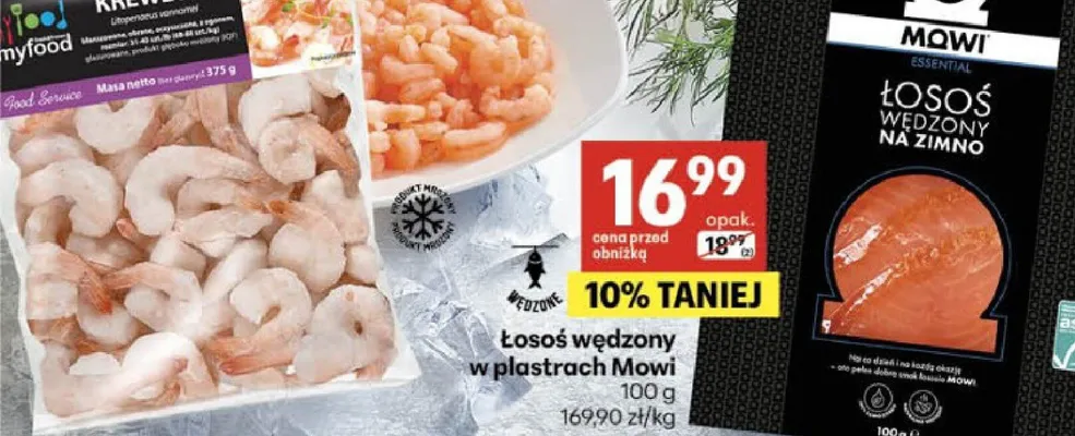 Łosoś wędzony w plastrach Mowi promocja w Delikatesy Centrum