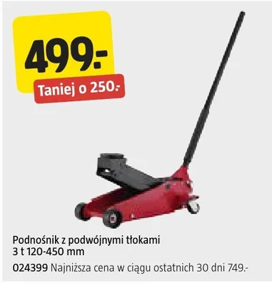 Podnośnik z podwójnymi tłokami 3 t 120-450 mm promocja w Jula