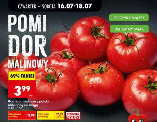 Pomidor malinowy polski układany na wagę promocja w Biedronka