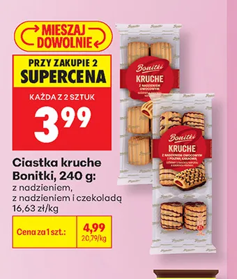 Ciastka kruche Bonitki z nadzieniem i czekoladą promocja w Biedronka