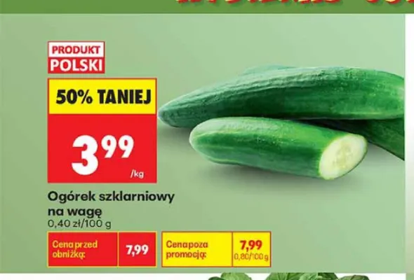 Ogórek szklarniowy promocja w Biedronka