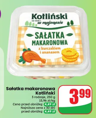 Sałatka makaronowa Kotliński promocja w Dino