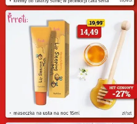 Maseczka na usta na noc Prreti promocja w Drogeria Kosmyk