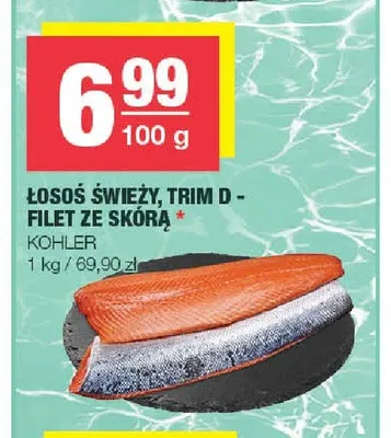 Łosoś świeży trim D - filet ze skórą Kohler promocja w SPAR
