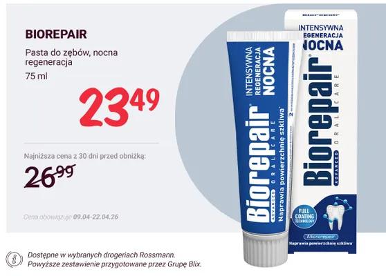 Pasta do zębów ochronna Biorepair promocja w Rossmann