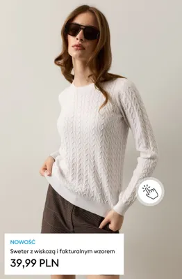 Sweter z wiskozą i fakturalnym wzorem promocja w Sinsay