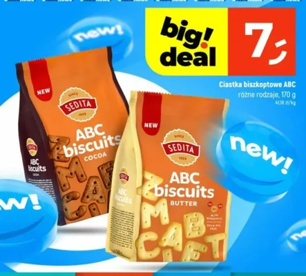 Ciastka biszkoptowe Sedita ABC kakaowe promocja w Dealz