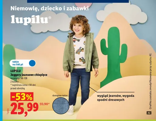 Joggery jeansowe chłopięce Lupilu promocja w Lidl