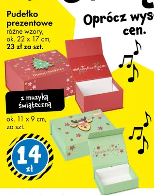 Pudełko prezentowe z muzyką świąteczną ok. 11x9 cm promocja w Tedi