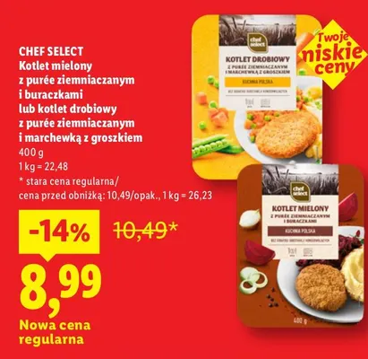 Kotlet mielony z purée ziemniaczanym i buraczkami Chef Select promocja w Lidl