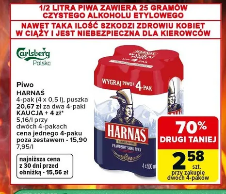 Piwo Harnaś Jasne Pełne 4-pak promocja w Carrefour Market