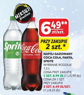 Napój gazowany Coca Cola, Fanta, Sprite wybrane rodzaje promocja w Top Market