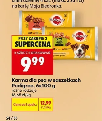 Karma dla psa w saszetkach Pedigree 6-pak 100 g promocja w Biedronka