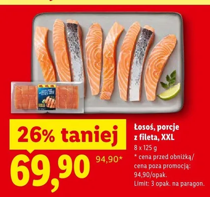 Łosoś porcje z fileta XXL promocja w Lidl