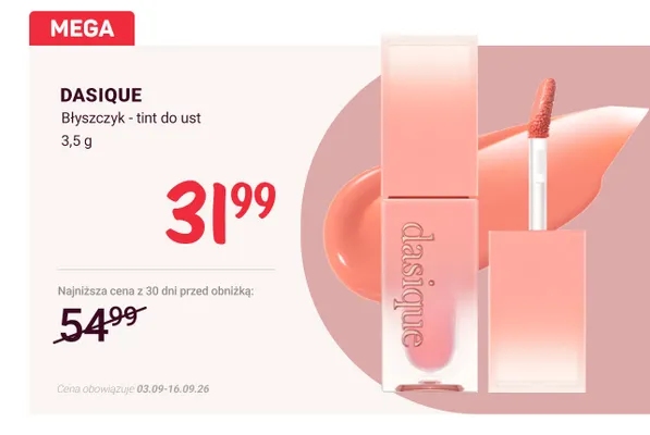 Błyszczyk - tint do ust Dasique promocja w Rossmann