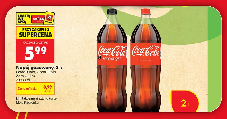 Napój gazowany Coca-Cola Zero Cukru promocja w Biedronka