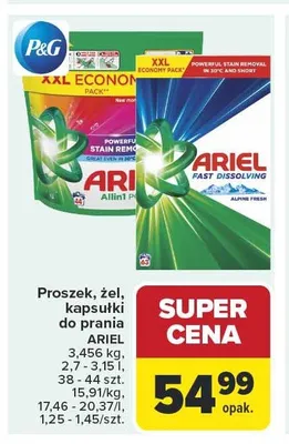 Proszek do prania Ariel Fast Dissolving Alpine Fresh promocja w Carrefour Market