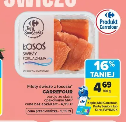 Filety świeże z łososia Carrefour promocja w Carrefour