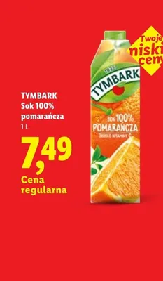 Sok pomarańcza Tymbark 100% promocja w Lidl