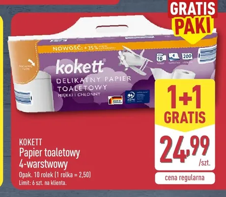 Papier toaletowy 4-warstwowy Kokett 10-pak promocja w Aldi