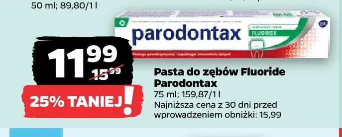Pasta do zębów Fluoride Parodontax promocja w Netto
