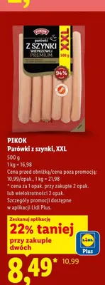 Parówki z szynki PIKOK XXL promocja w Lidl