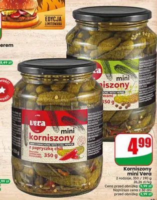 Korniszony mini z papryczką chili Vera promocja w Dino